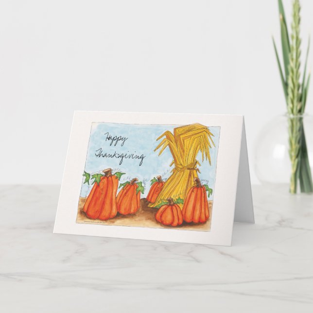 Erntedank und Pumpkins Feiertagskarte (Vorderseite)