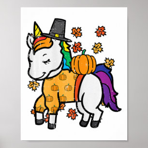 Erntedank Unicorn Niedlich Fall Mädchen Kleinkind Poster