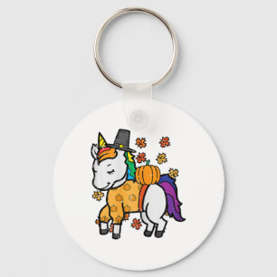 Erntedank Unicorn Niedlich Fall Mädchen Kleinkind Schlüsselanhänger