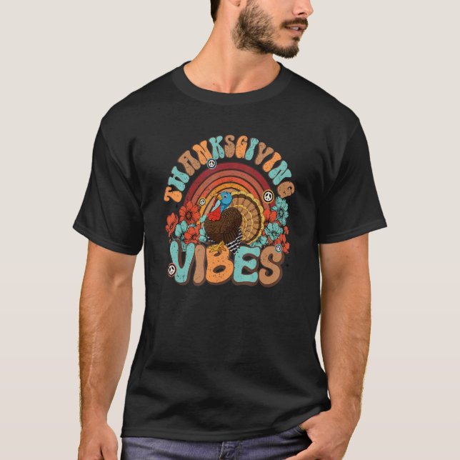 Erntedank Vibes Retro Türkei Rainbow Fall Autum T-Shirt (Vorderseite)