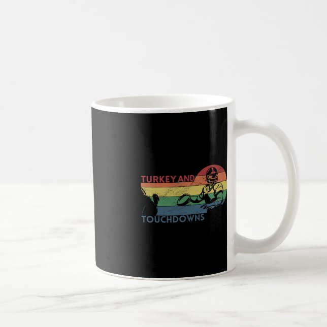 Erntedank Vintag Retro Türkei und Touchdowns F Kaffeetasse (Rechts)