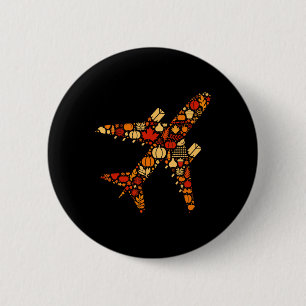 Erntedank von Herbst Pumpkin Fall Flugzeug Frauen  Button