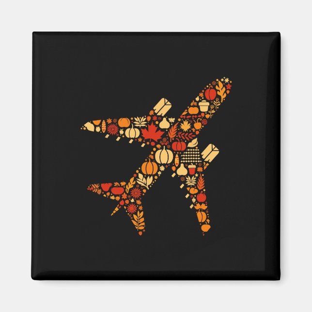 Erntedank von Herbst Pumpkin Fall Flugzeug Frauen  Magnet (Vorne)
