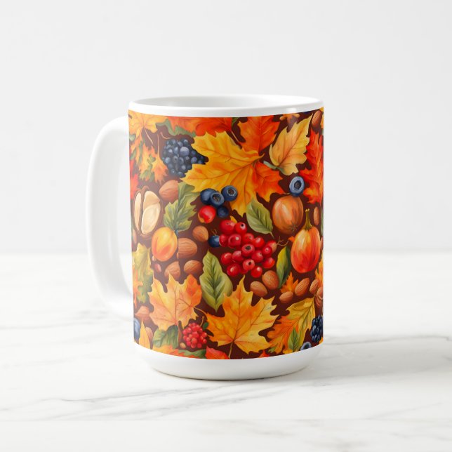 Erntedank von Herbstwald Kaffeetasse (Vorderseite Links)