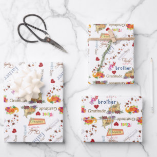 Erntedank von Papierblättern Geschenkpapier Set