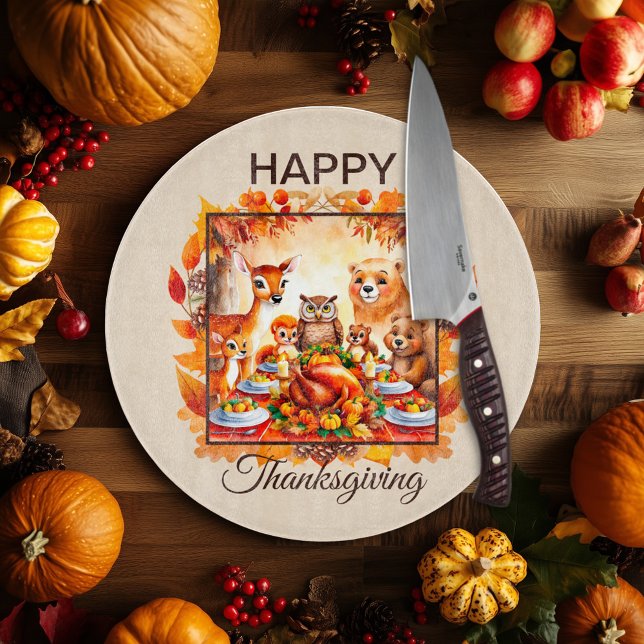 Erntedank Waldtiere Herbstleaves Schneidebrett (Von Creator hochgeladen)