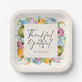 Erntedank Wasserfarbe Pumpkin und Blätter Pappteller