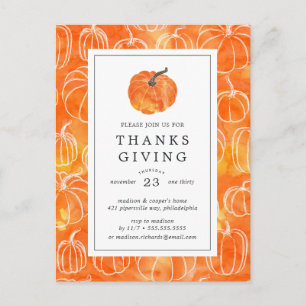 Erntedank   Wasserfarbenkürbis Postkarte