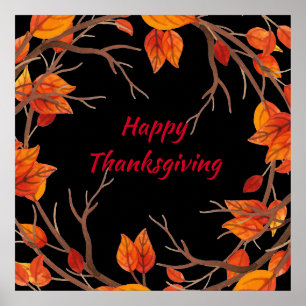 Erntedank Watercolor Herbstlaube Poster