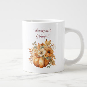 Erntedank Watercolor Pumpkin Blumendesign- Jumbo-Tasse
