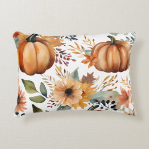 Erntedank Watercolor Pumpkin Floral Pattern Dekokissen