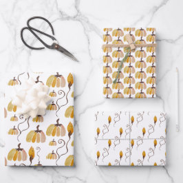 Erntedank Watercolor Pumpkins Geschenkpapier Set