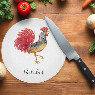 Erntedank Watercolor Rooster Personalisiert Schneidebrett