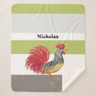 Erntedank Watercolor Rooster Personalisiert Sherpadecke