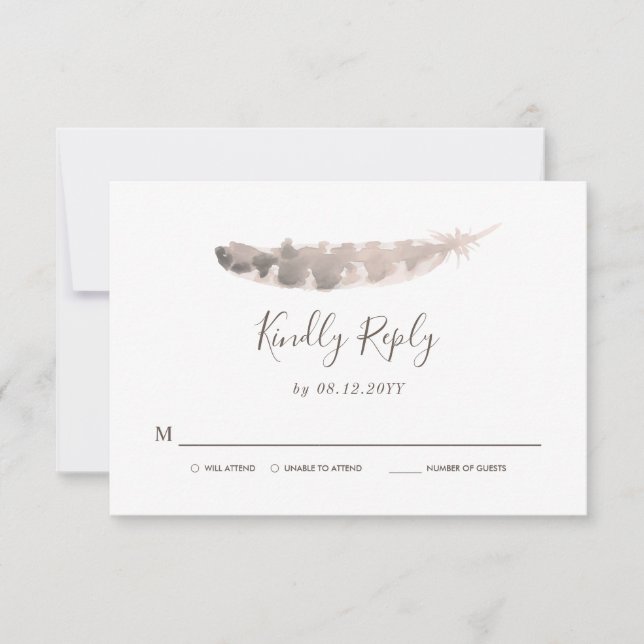 Erntedank Weekend Wedding | Turkey Feather UAWG RSVP Karte (Vorderseite)