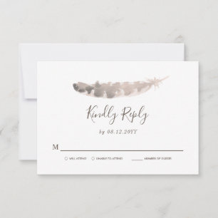 Erntedank Weekend Wedding   Turkey Feather UAWG RSVP Karte