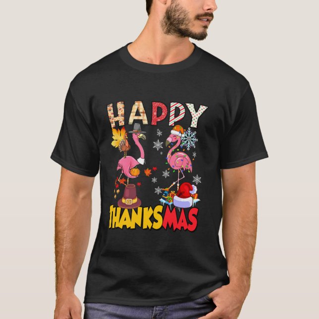 Erntedank Weihnachten Flamingo Glückwunsch Danke M T-Shirt (Vorderseite)