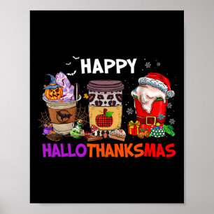 Erntedank Weihnachten Frohe Hallothanksmas Kaffee Poster