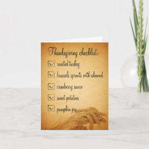 Erntedank Wheat Food Checklist Holiday Card Feiertagskarte