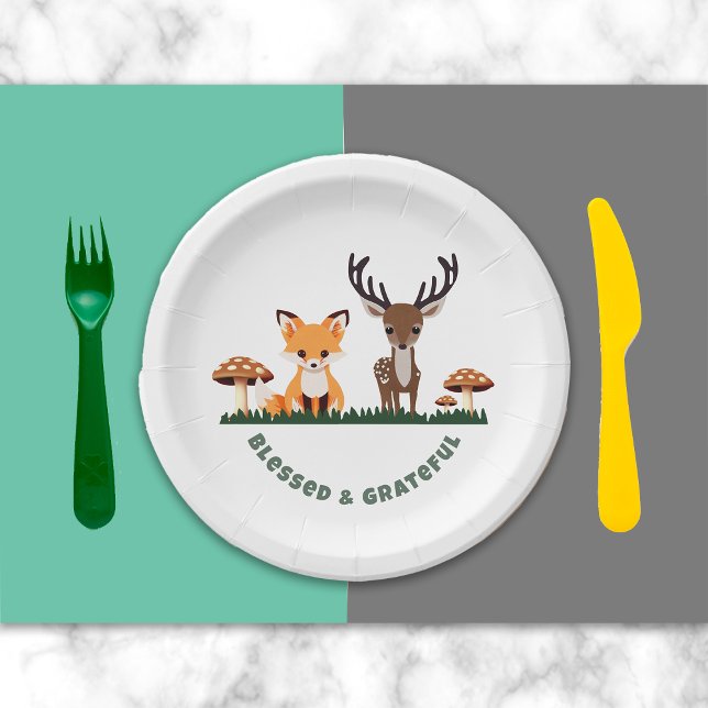Erntedank Whimsical Woodlands Custom Message Pappteller (Von Creator hochgeladen)