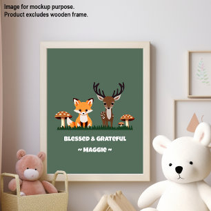 Erntedank Whimsical Woodlands Individuelle Name Poster