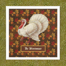 Erntedank White Turkey Herbstleaves Monogramm