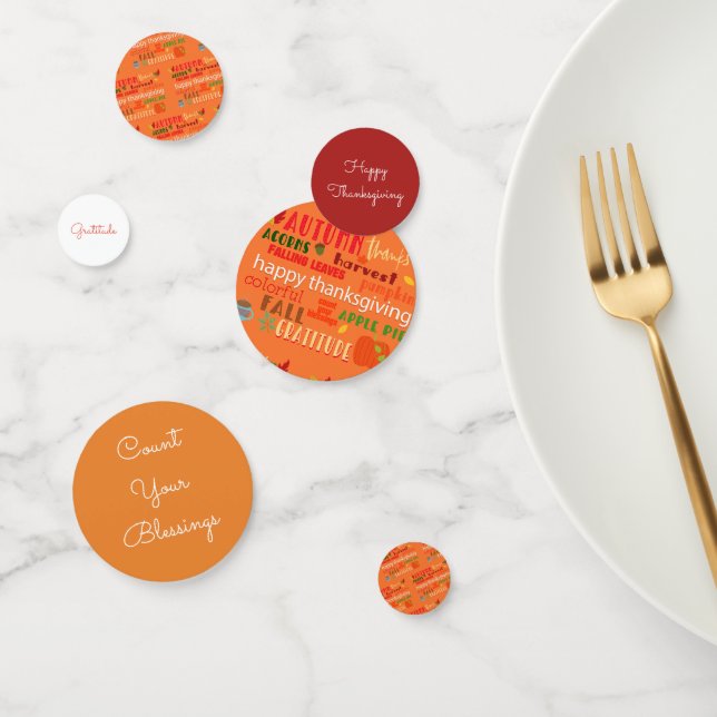 Erntedank Words-Herbstfarben Konfetti (Gruppe)