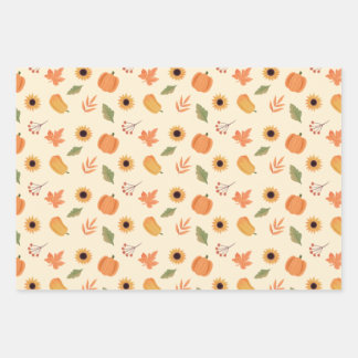 Erntedank Wrapping Paper Flat Sheet Set 3 Geschenkpapier Set