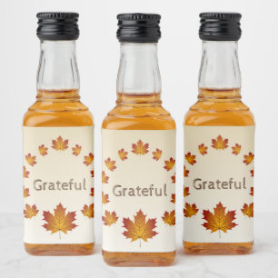 Erntedank Wreath Grateful Simple Maple Blätter Alkoholflaschenetikett