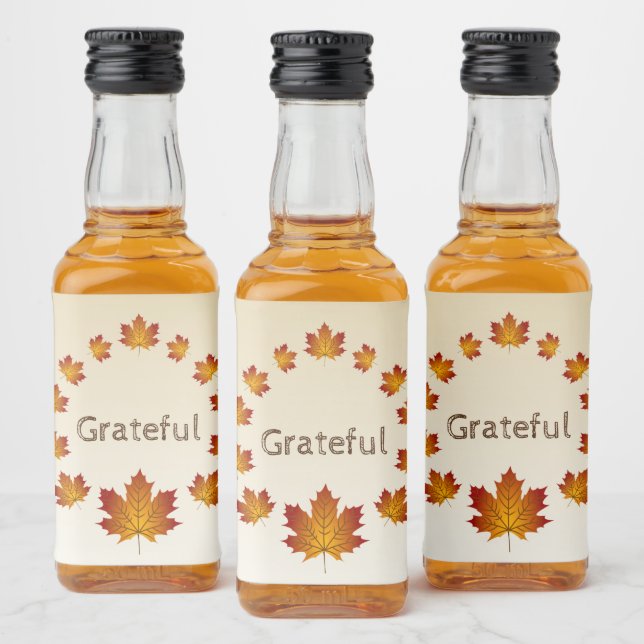Erntedank Wreath Grateful Simple Maple Blätter Alkoholflaschenetikett (Flaschen)