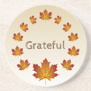 Erntedank Wreath Grateful Simple Maple Blätter Getränkeuntersetzer