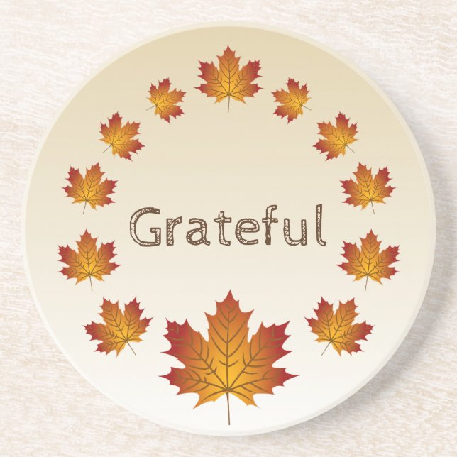 Erntedank Wreath Grateful Simple Maple Blätter Getränkeuntersetzer (Vorne)