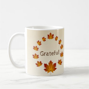Erntedank Wreath Grateful Simple Maple Blätter Kaffeetasse