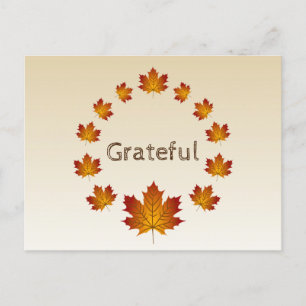 Erntedank Wreath Grateful Simple Maple Blätter Postkarte