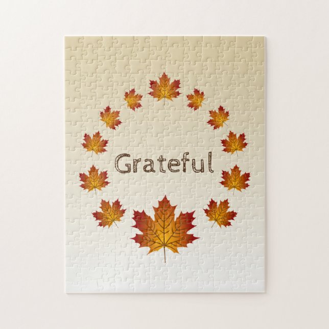 Erntedank Wreath Grateful Simple Maple Blätter Puzzle (Vertikal)