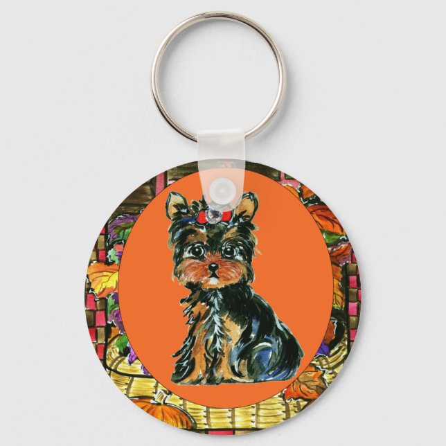 Erntedank Yorkie Poo Schlüsselanhänger (Vorderseite)