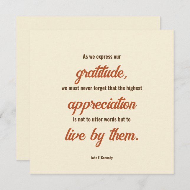 Erntedank Zitat von John F. Kennedy Einladung (Vorne/Hinten)