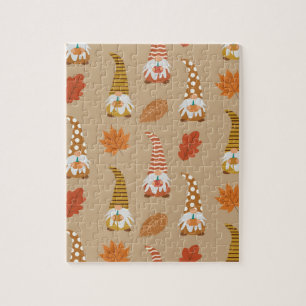 Erntedank-Zwerge mit Herbstlaub   Puzzle