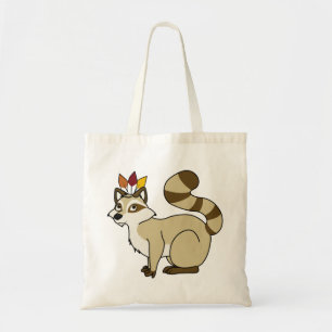 Erntedankblonder Raccoon mit indischem Headdress Tragetasche