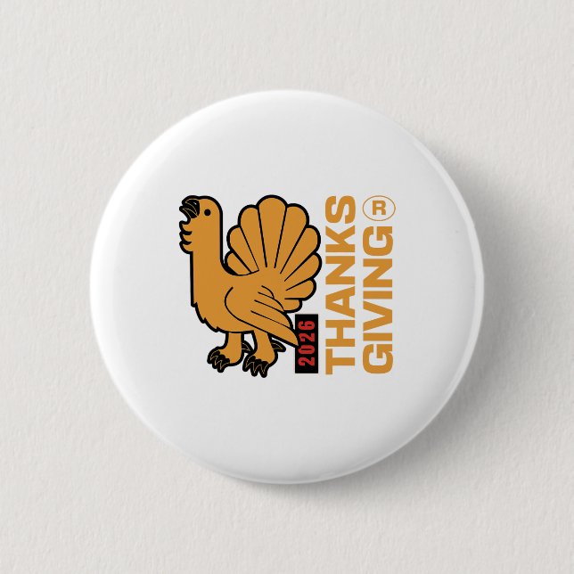 Erntedankfest 2026 Design mit einem glucksenden Tr Button (Vorderseite)