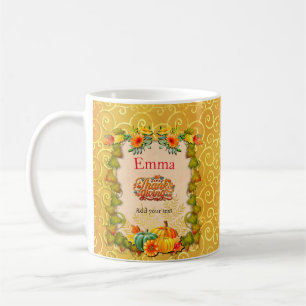 Erntedankfest, Ahornblätter, Kürbisse und Blumen Kaffeetasse