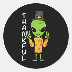 Erntedankfest Alien Dankbar Lustig Herbst Weltraum Runder Aufkleber
