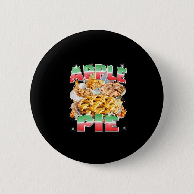 Erntedankfest Apfelkuchen Bootleg 90er Rap Rock Vi Button (Vorderseite)