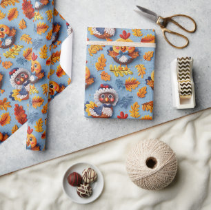 Erntedankfest Baby Truthahn und Küken Geschenkpapier