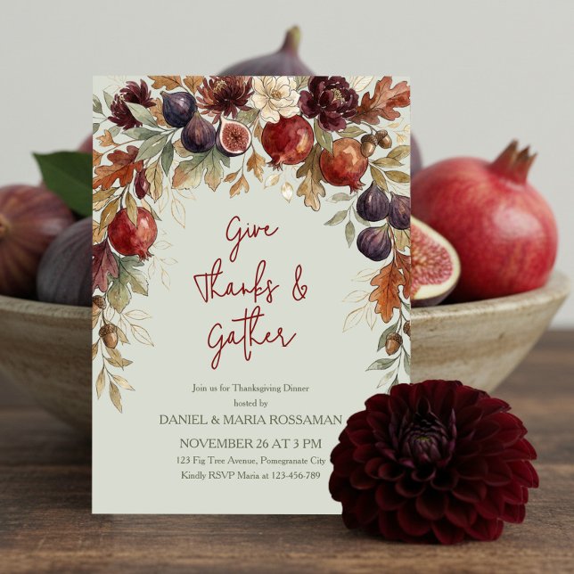 Erntedankfest Botanischer Thanksgiving-Dinner Einladung (Thanksgiving Dinner Invitation by Darling & May)