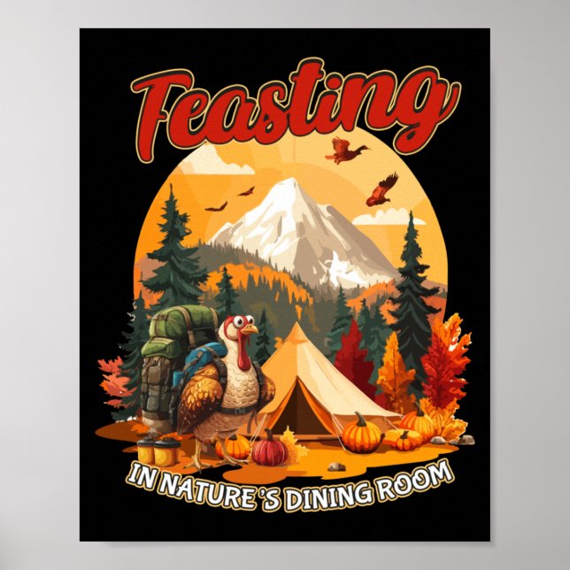 Erntedankfest Camping Truthahn Wanderliebhaber Poster (Vorne)