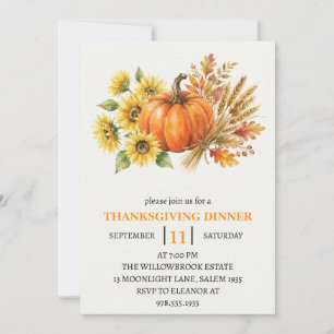Erntedankfest Dinner Kürbis & Herbstblätter Einladung