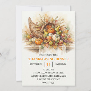 Erntedankfest Dinner Kürbis & Herbstlaub Einladung