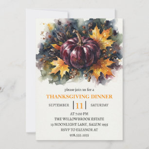 Erntedankfest Dinner Kürbis & Herbstlaub Einladung