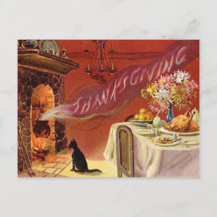 Erntedankfest-Dinner Vintage-Postkarte Feiertagspostkarte